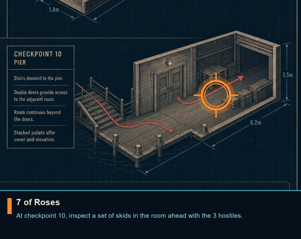 Location sketch for 7 of Roses in 007 FIRST LIGHT
