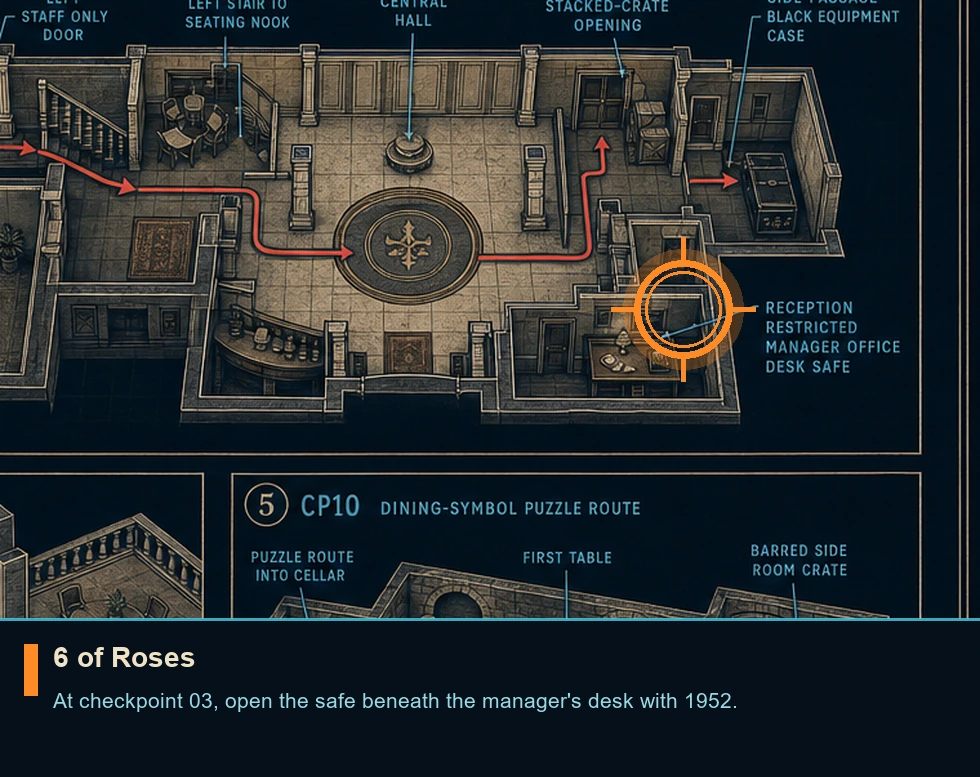 Location sketch for 6 of Roses in 007 FIRST LIGHT