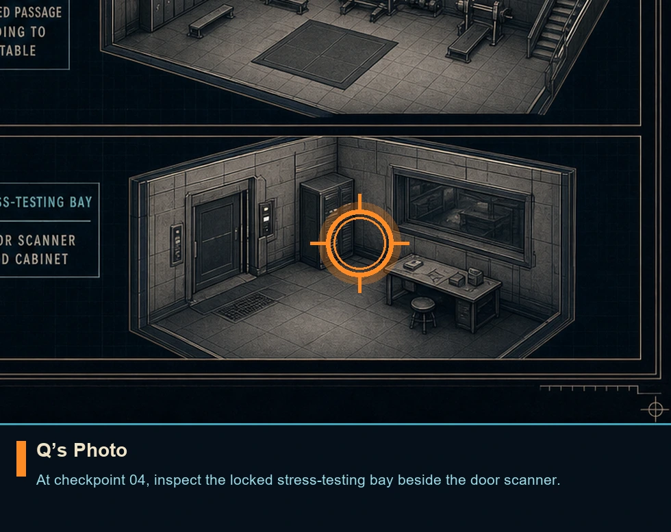 Location sketch for Q’s Photo in 007 FIRST LIGHT