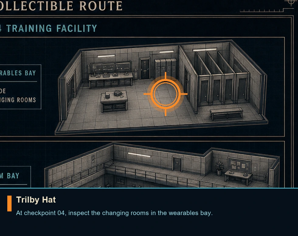 Location sketch for Trilby Hat in 007 FIRST LIGHT
