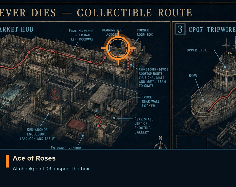 Location sketch for Ace of Roses in 007 FIRST LIGHT
