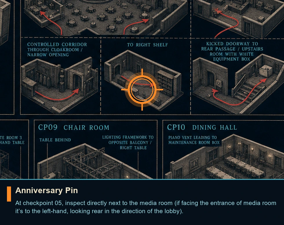 Location sketch for Anniversary Pin in 007 FIRST LIGHT