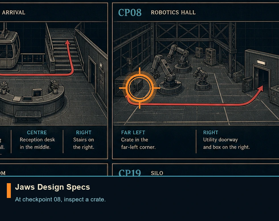 Location sketch for Jaws Design Specs in 007 FIRST LIGHT