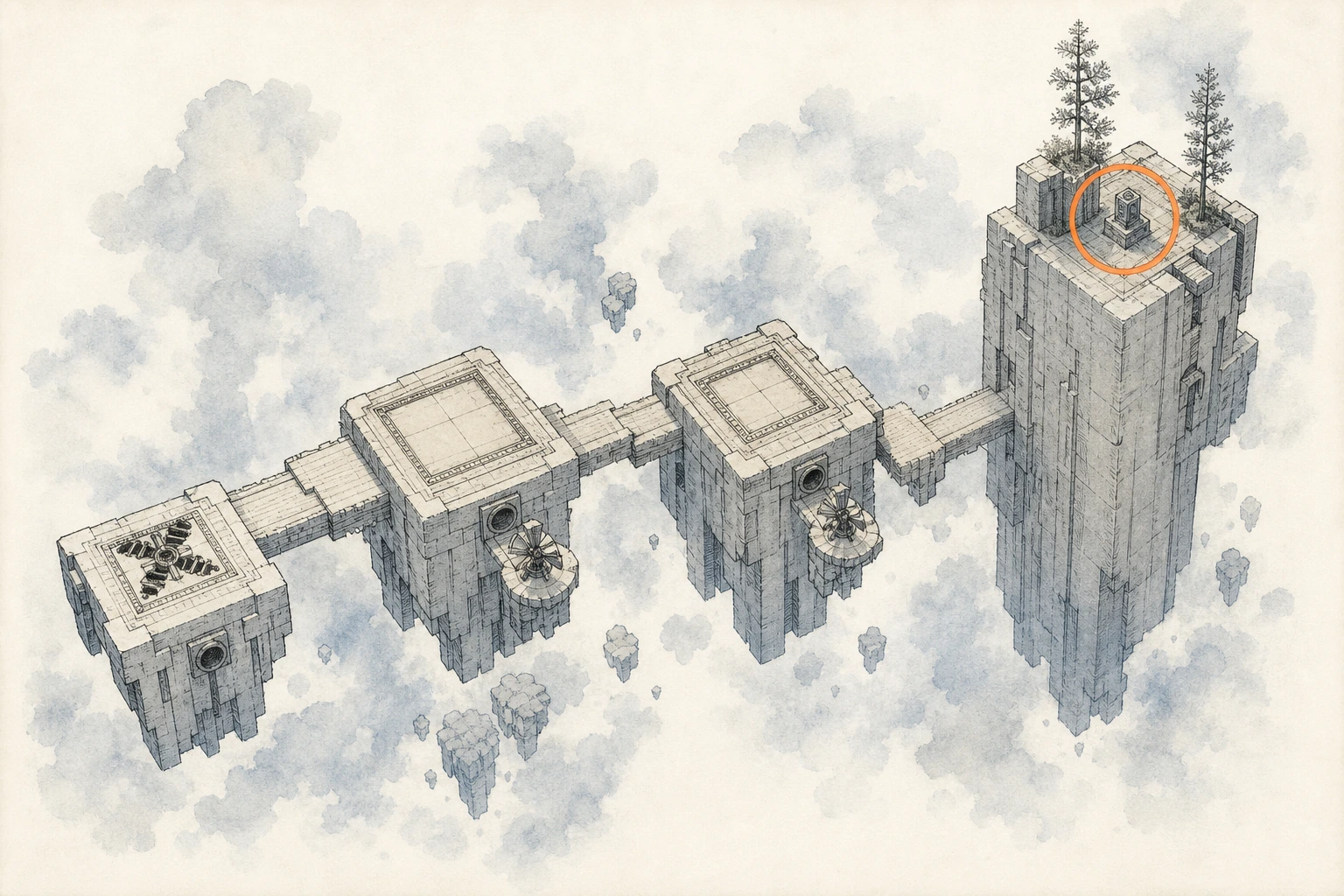 Location sketch for Restoration #4 — Precipice of Truth in Crimson Desert