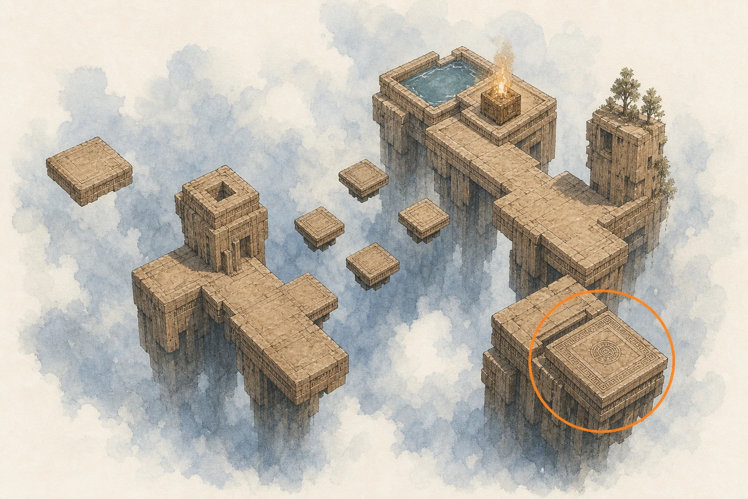 Location sketch for Restoration #13 — Cradle of Truth in Crimson Desert