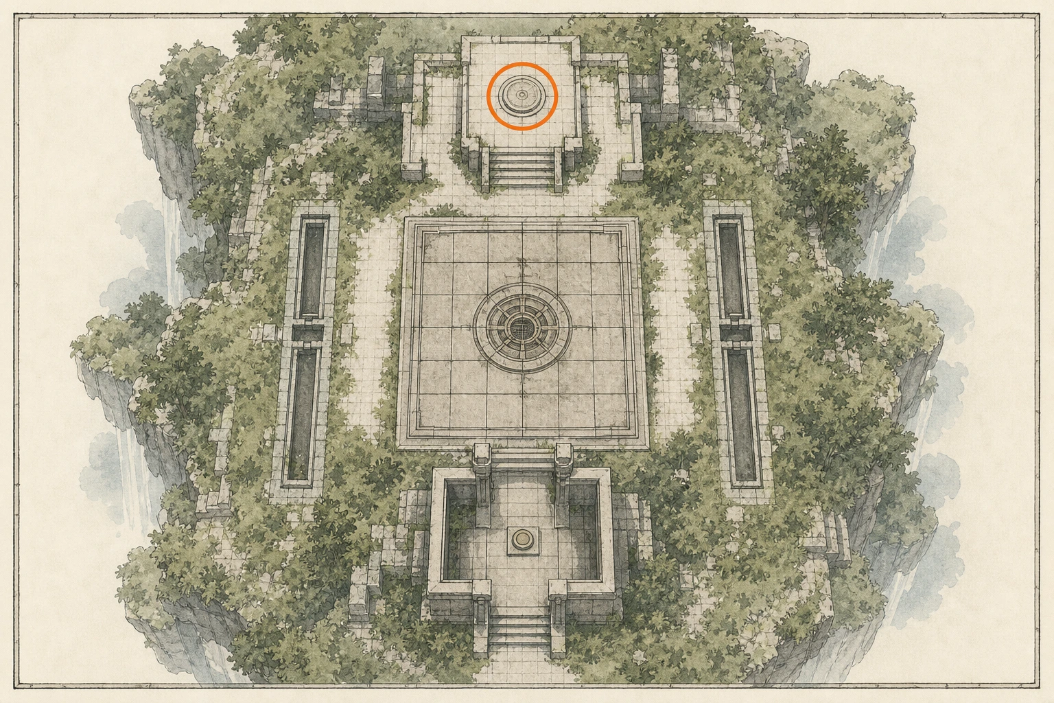 Location sketch for Restoration #15 — Path of Serpents in Crimson Desert