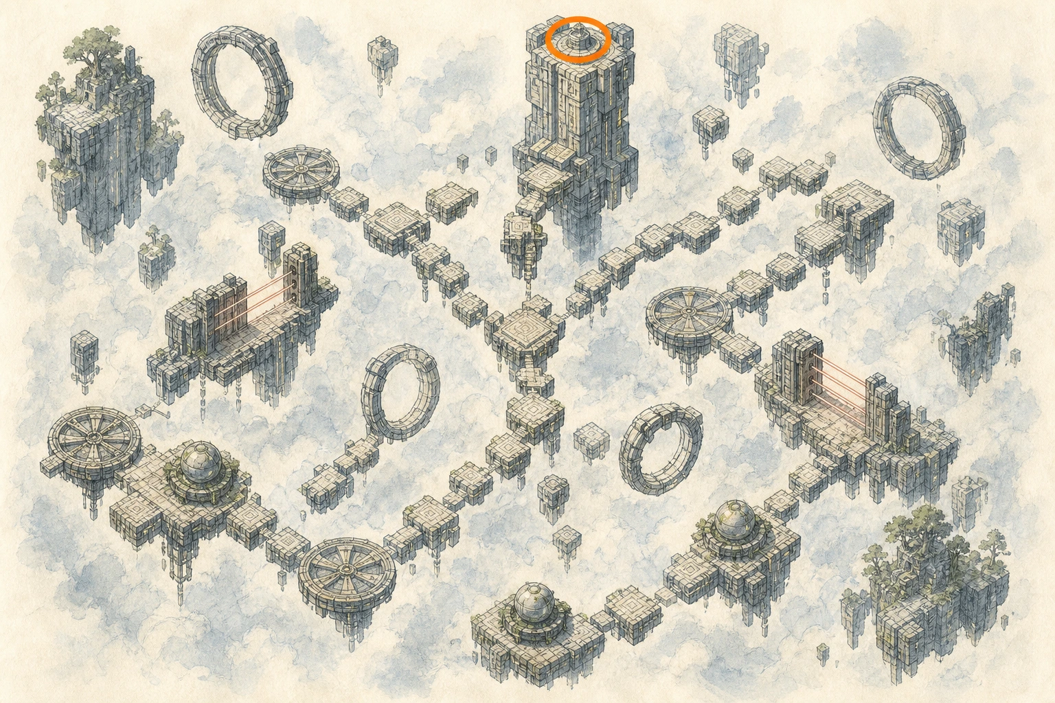 Location sketch for Restoration #16 — Crossroads of Uncertainty in Crimson Desert