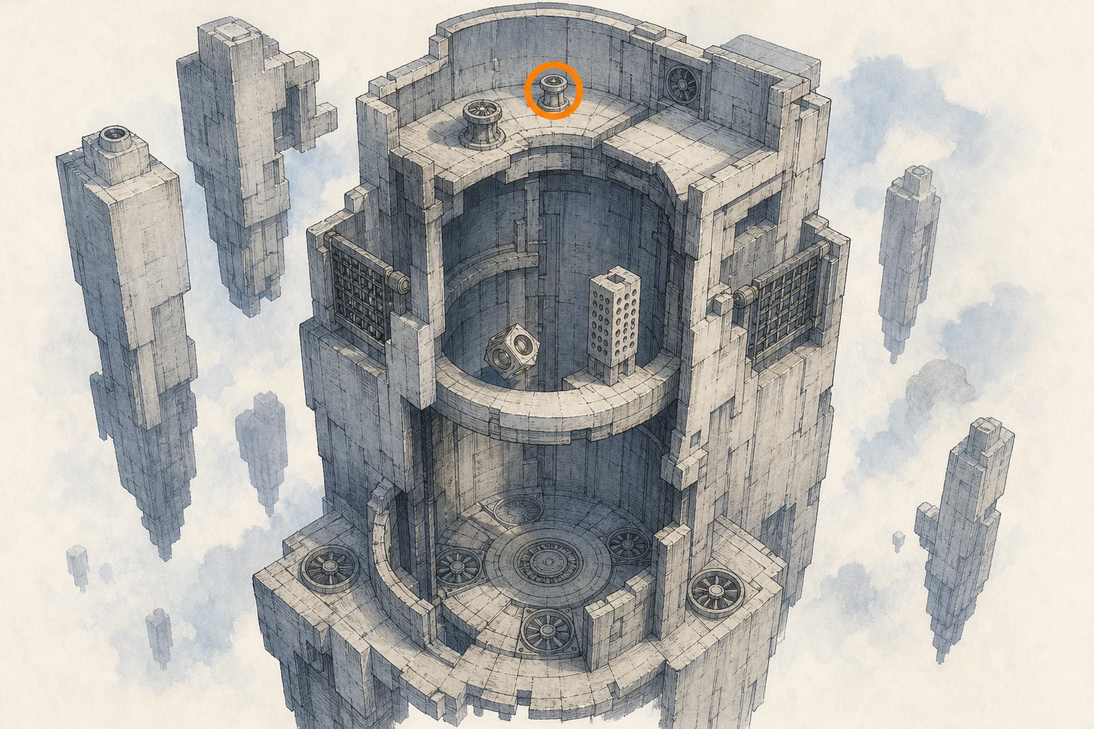 Location sketch for Restoration #21 — Ether Rest in Crimson Desert
