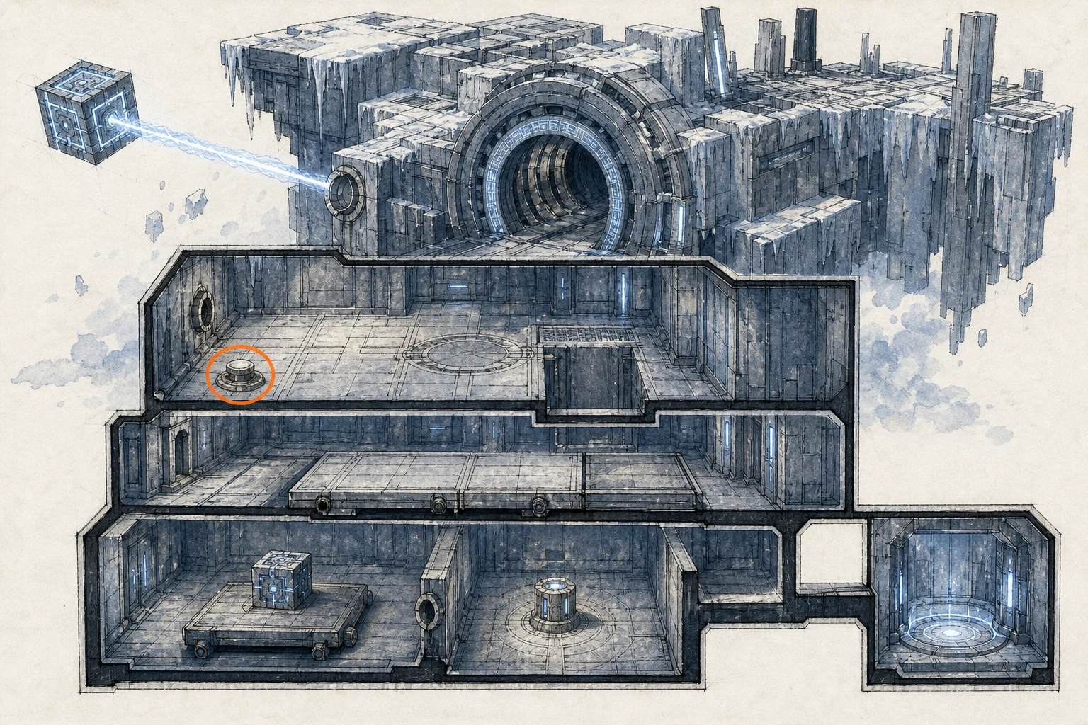 Location sketch for Restoration #25 — Frostbitten Paradise in Crimson Desert