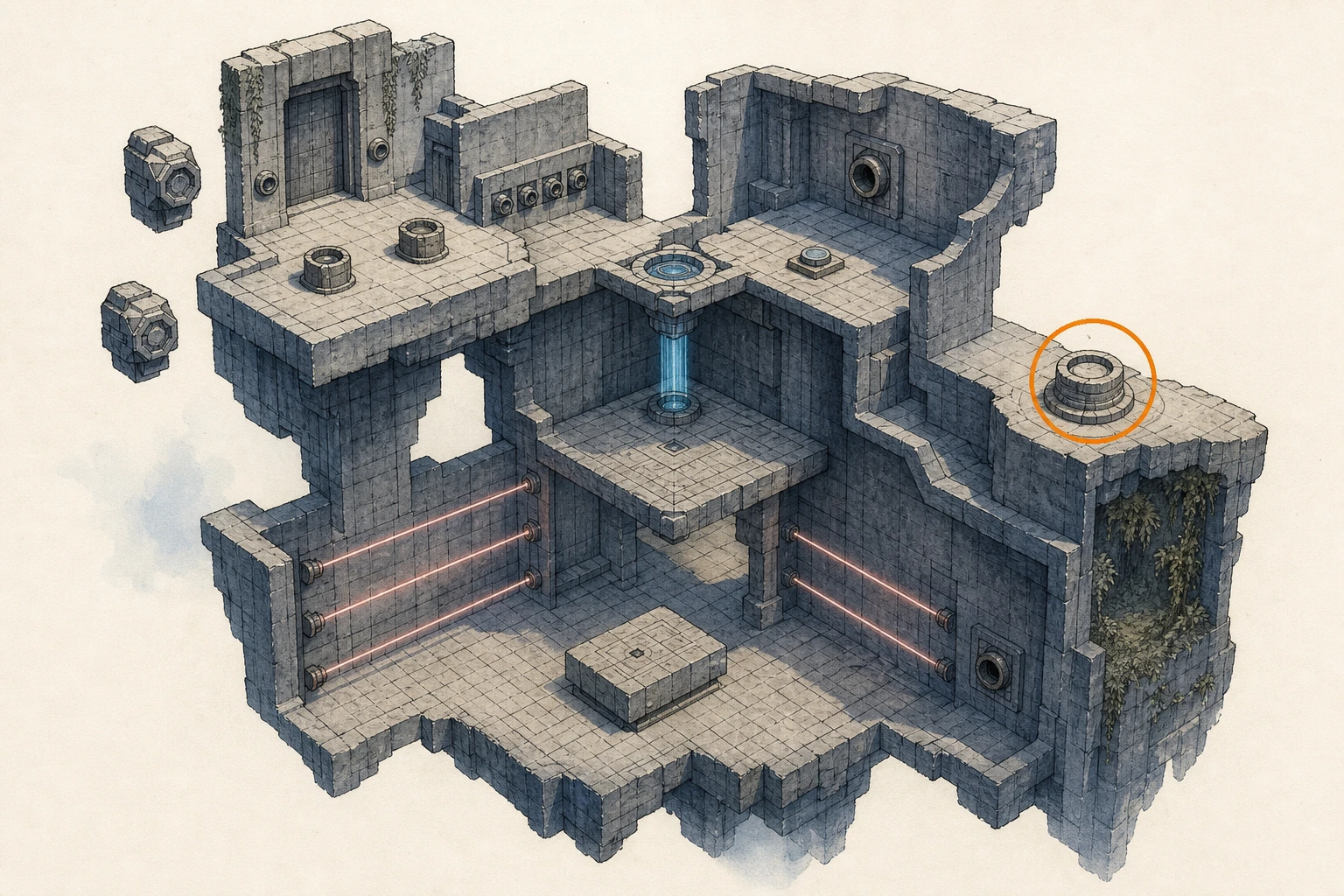 Location sketch for Restoration #28 — Vault of Vengeance in Crimson Desert