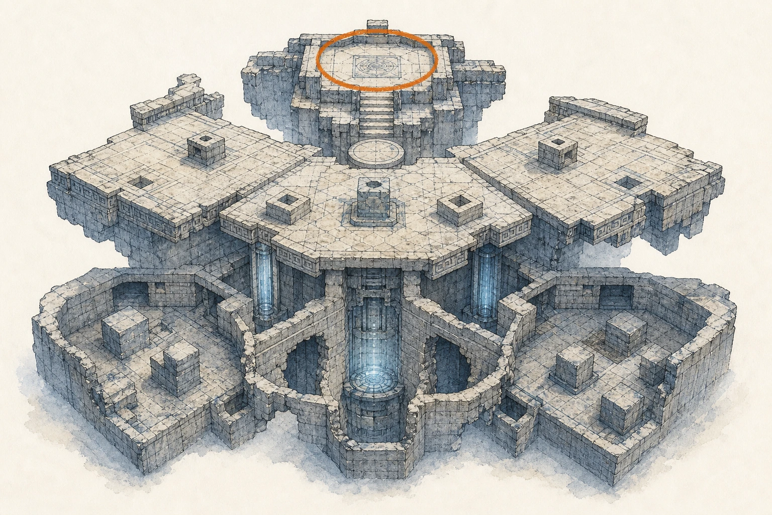 Location sketch for Restoration #31 — Altar of Solitude in Crimson Desert