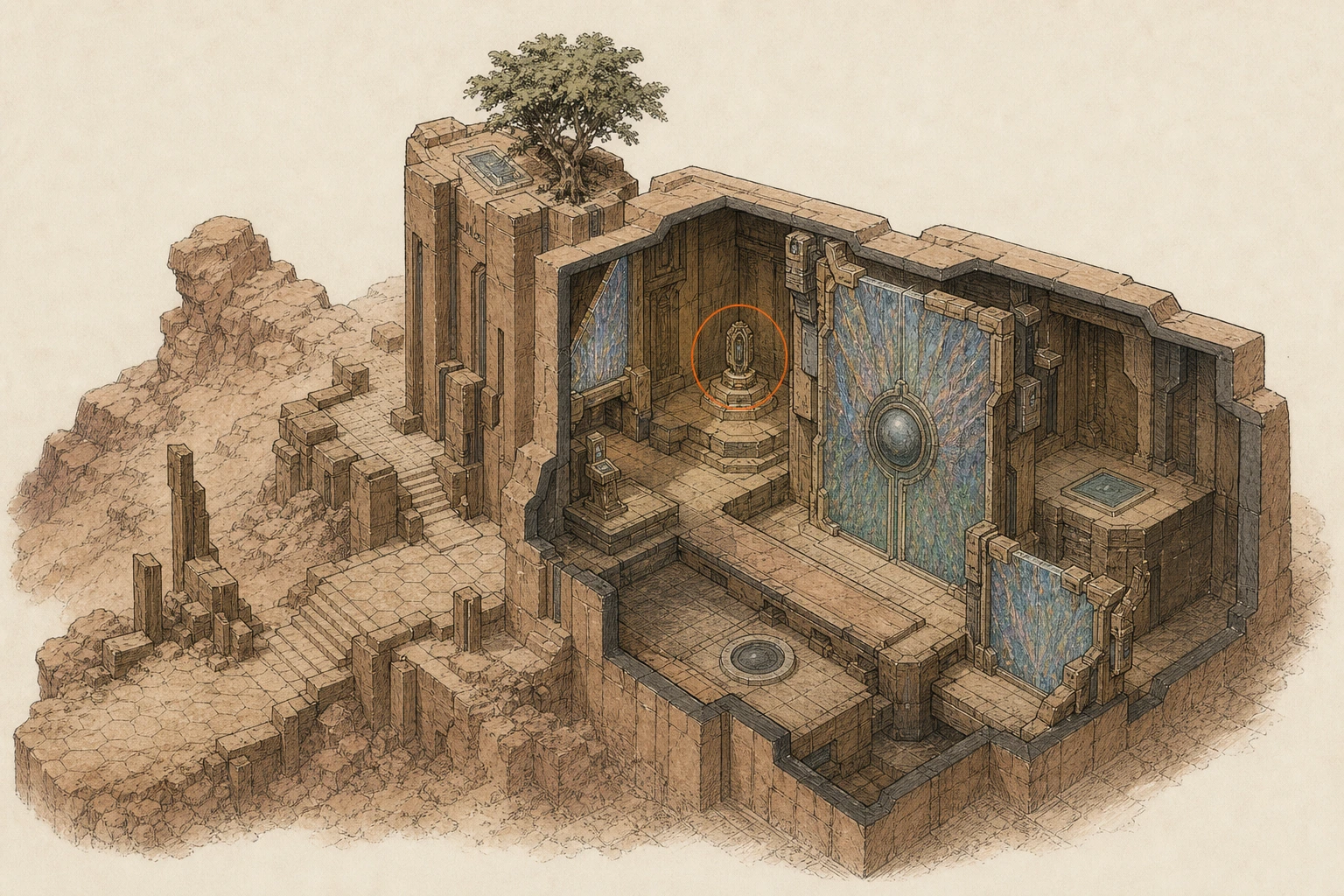 Location sketch for Restoration #35 — Sanctum of Transcendence in Crimson Desert
