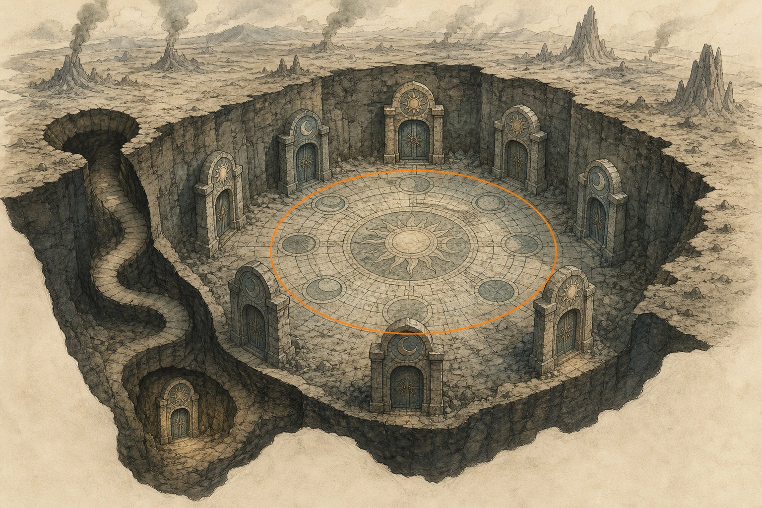 Location sketch for Maze #4 — Smoking Lands Desert Mouth Maze in Crimson Desert