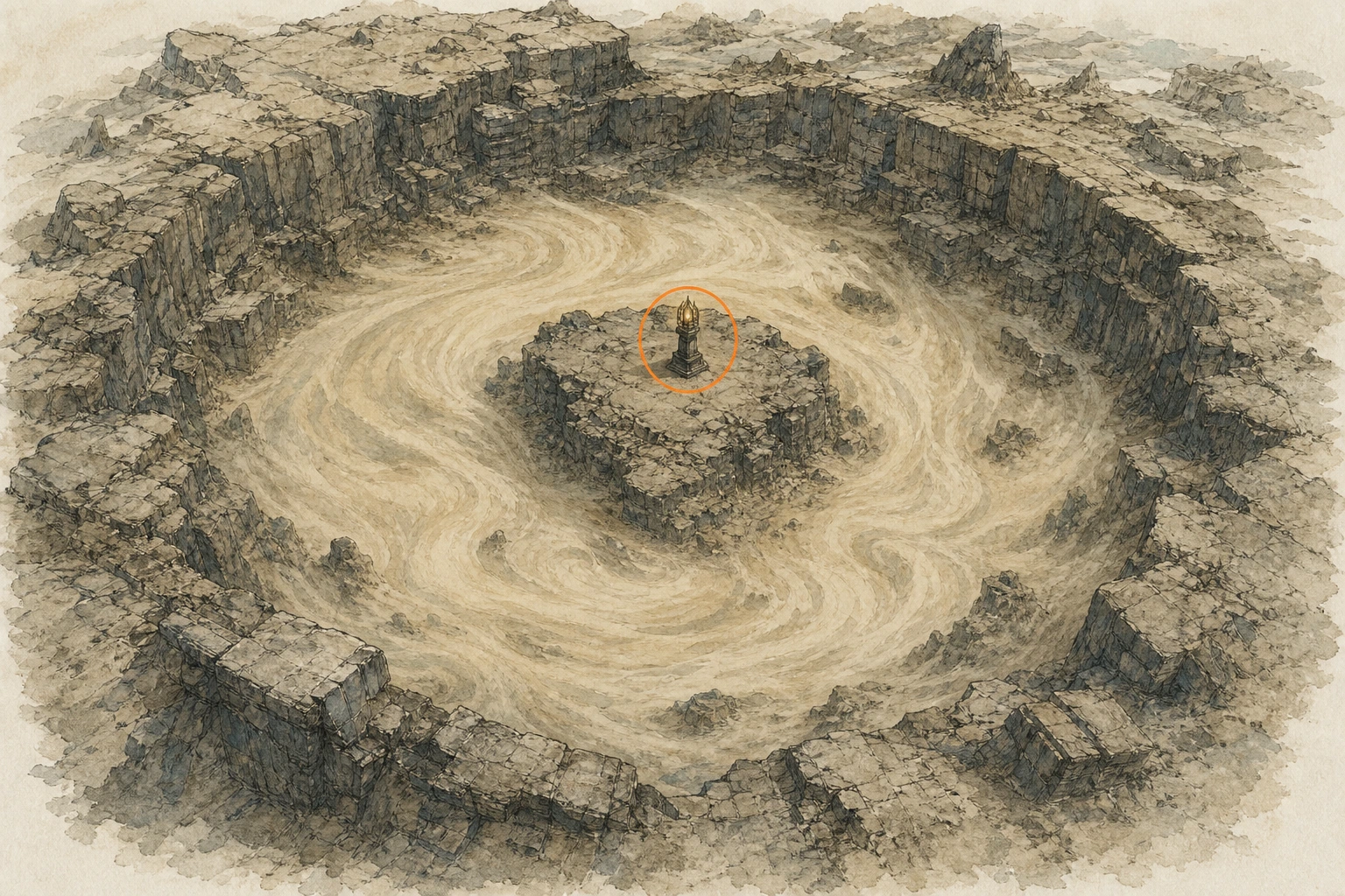 Location sketch for Secret Place #9 — Trial of the Sandscale in Crimson Desert