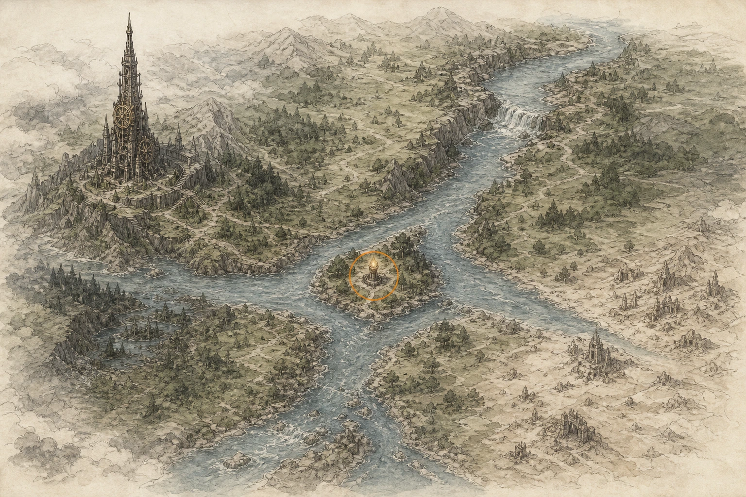 Location sketch for Secret Place #31 — Threefold Fork in Crimson Desert
