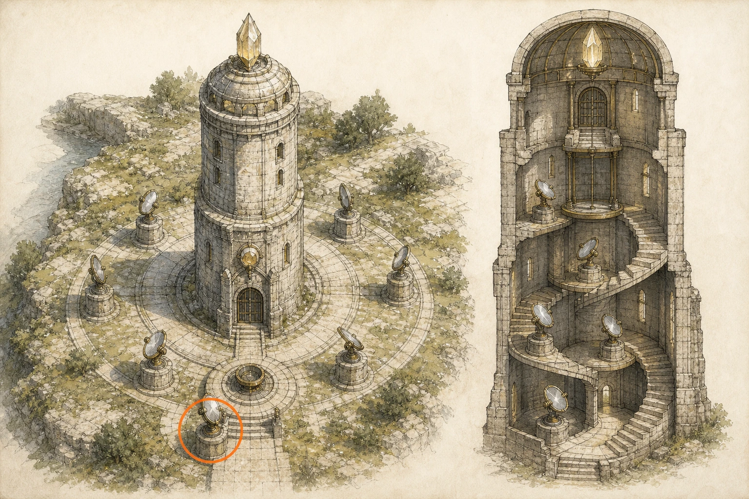 Location sketch for Spire #3 — Spire of the Sun in Crimson Desert