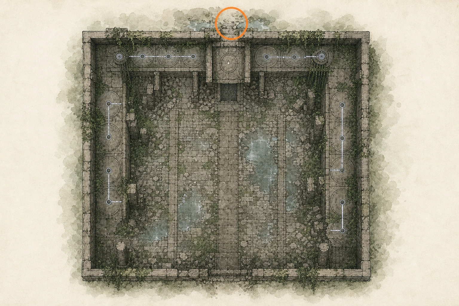 Location sketch for Ancient Ruin #6 — Timberdale Gorge Ruins in Crimson Desert