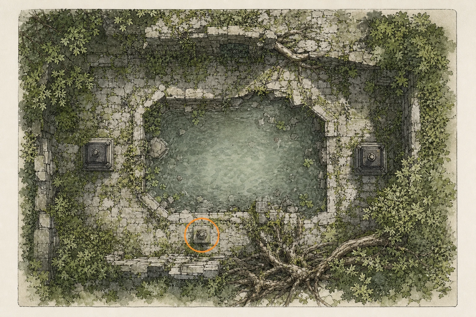 Location sketch for Ancient Ruin #25 — Beardtree Hills Sunflower Ruins in Crimson Desert