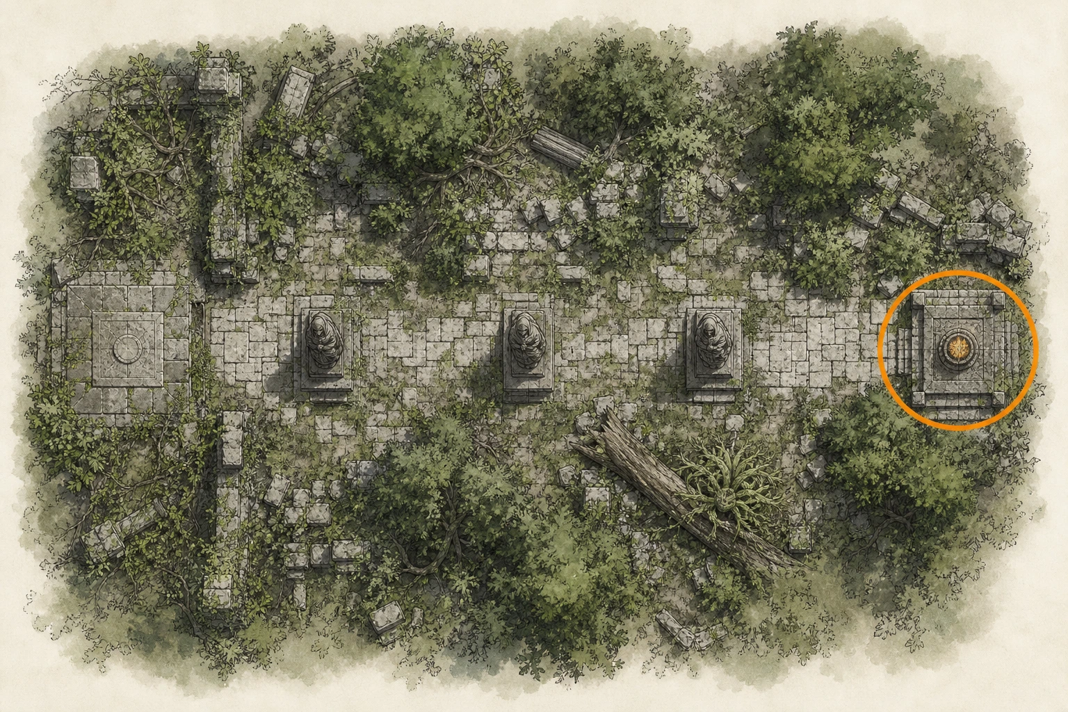 Location sketch for Ancient Ruin #31 — Mount Benus Ruins in Crimson Desert