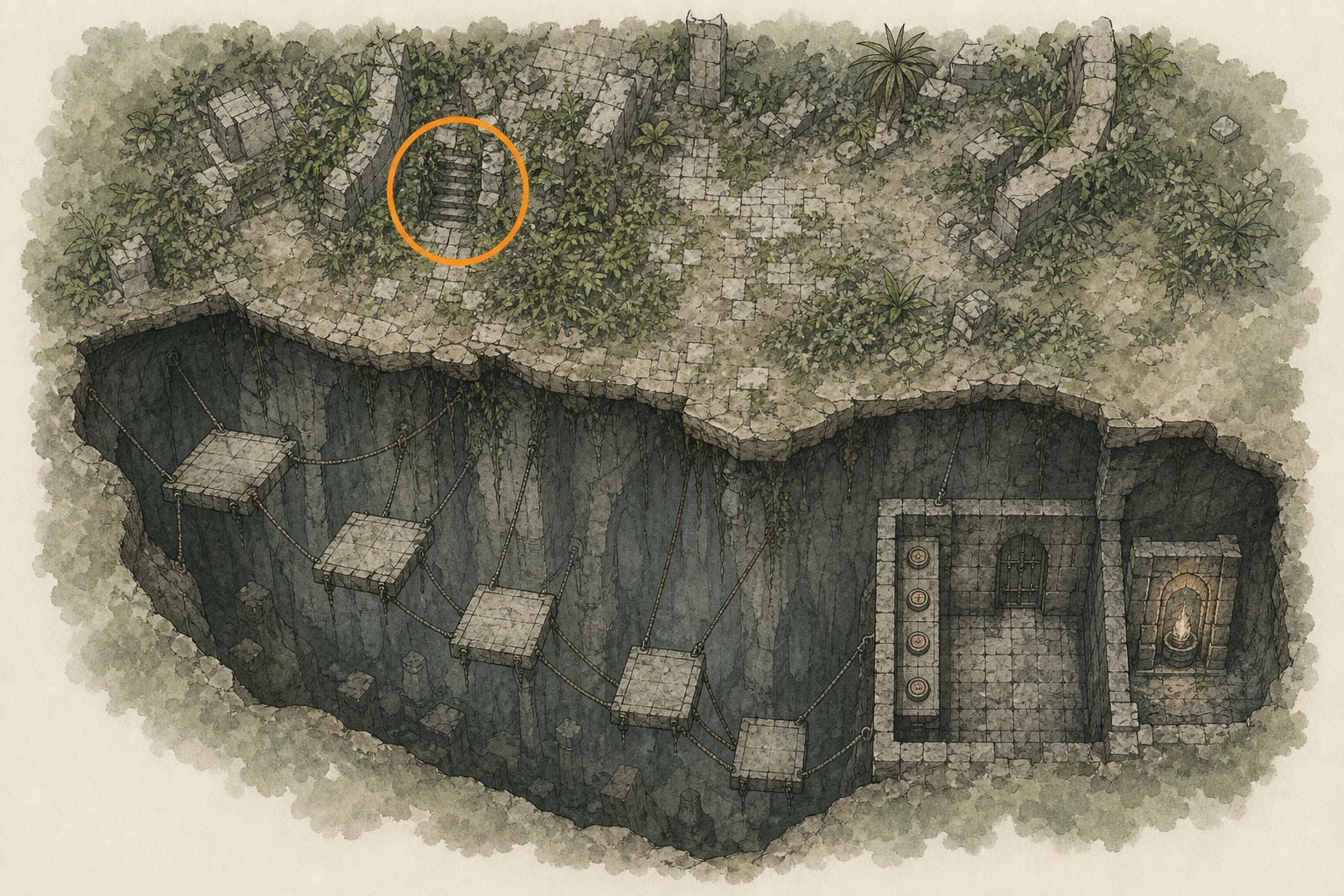 Location sketch for Ancient Ruin #36 — Memory-Laden Ruins in Crimson Desert