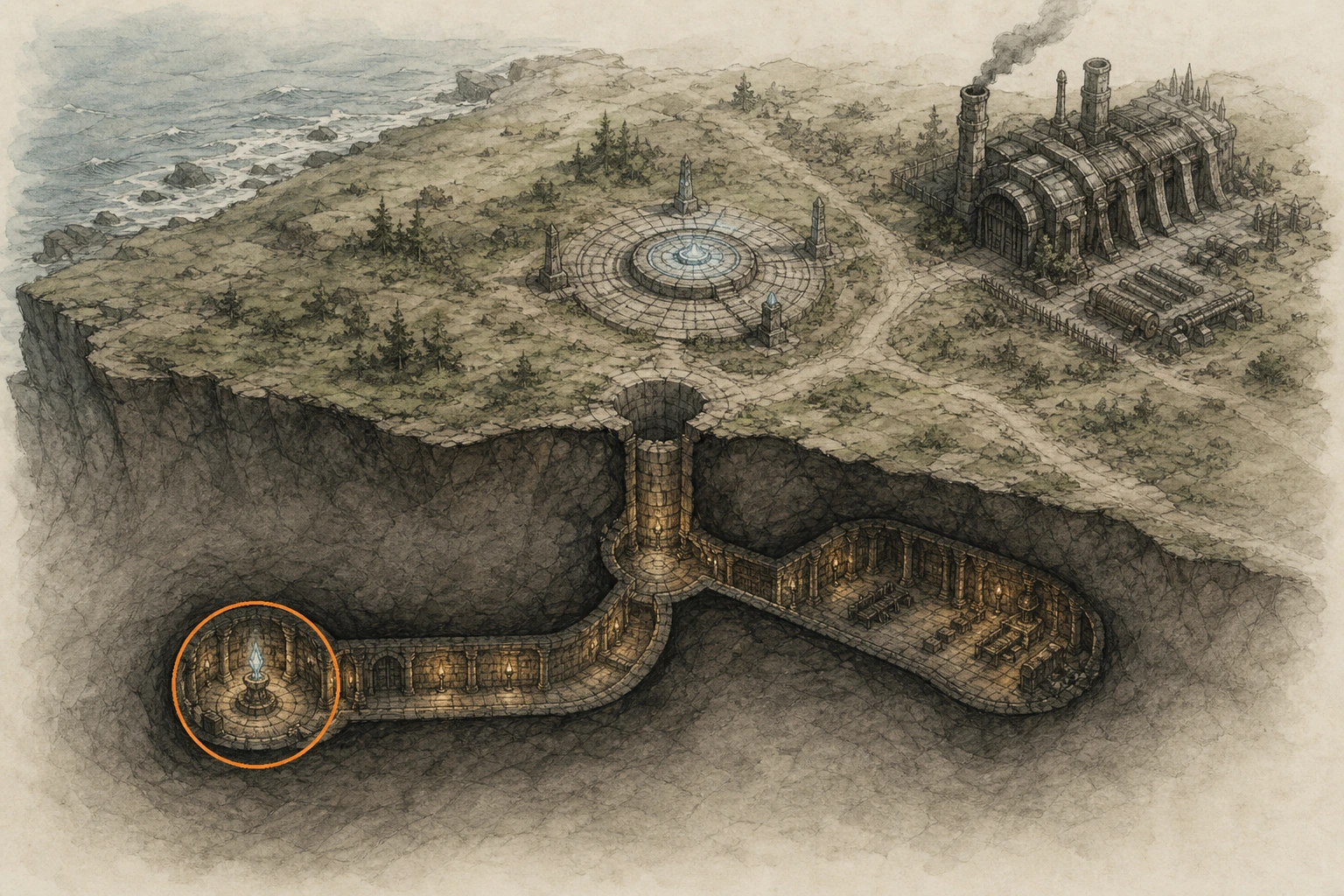 Location sketch for Secret Place #32 — The Secret-Laden Cave in Crimson Desert