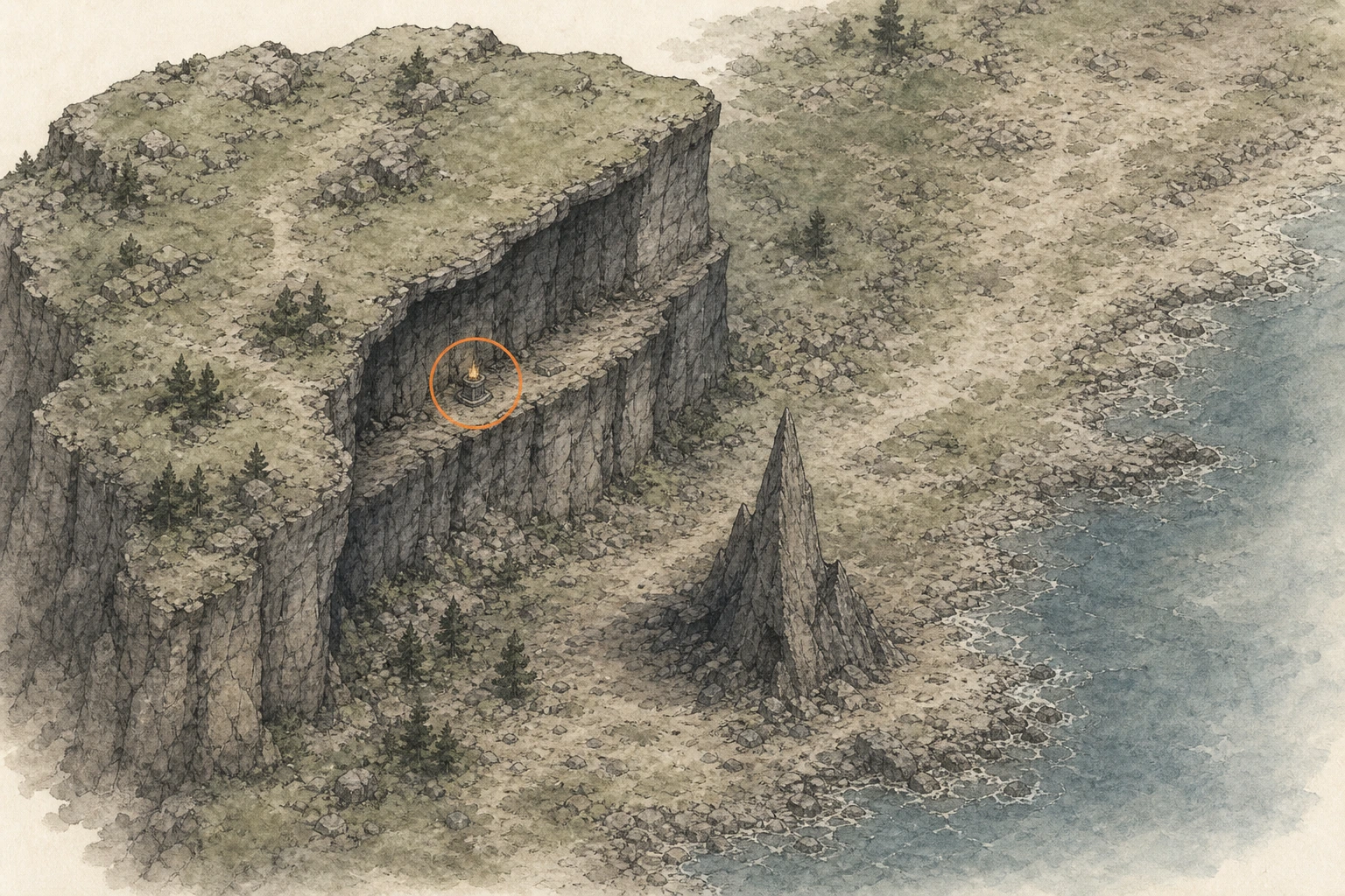 Location sketch for Secret Place #35 — Hunter's Overlook in Crimson Desert