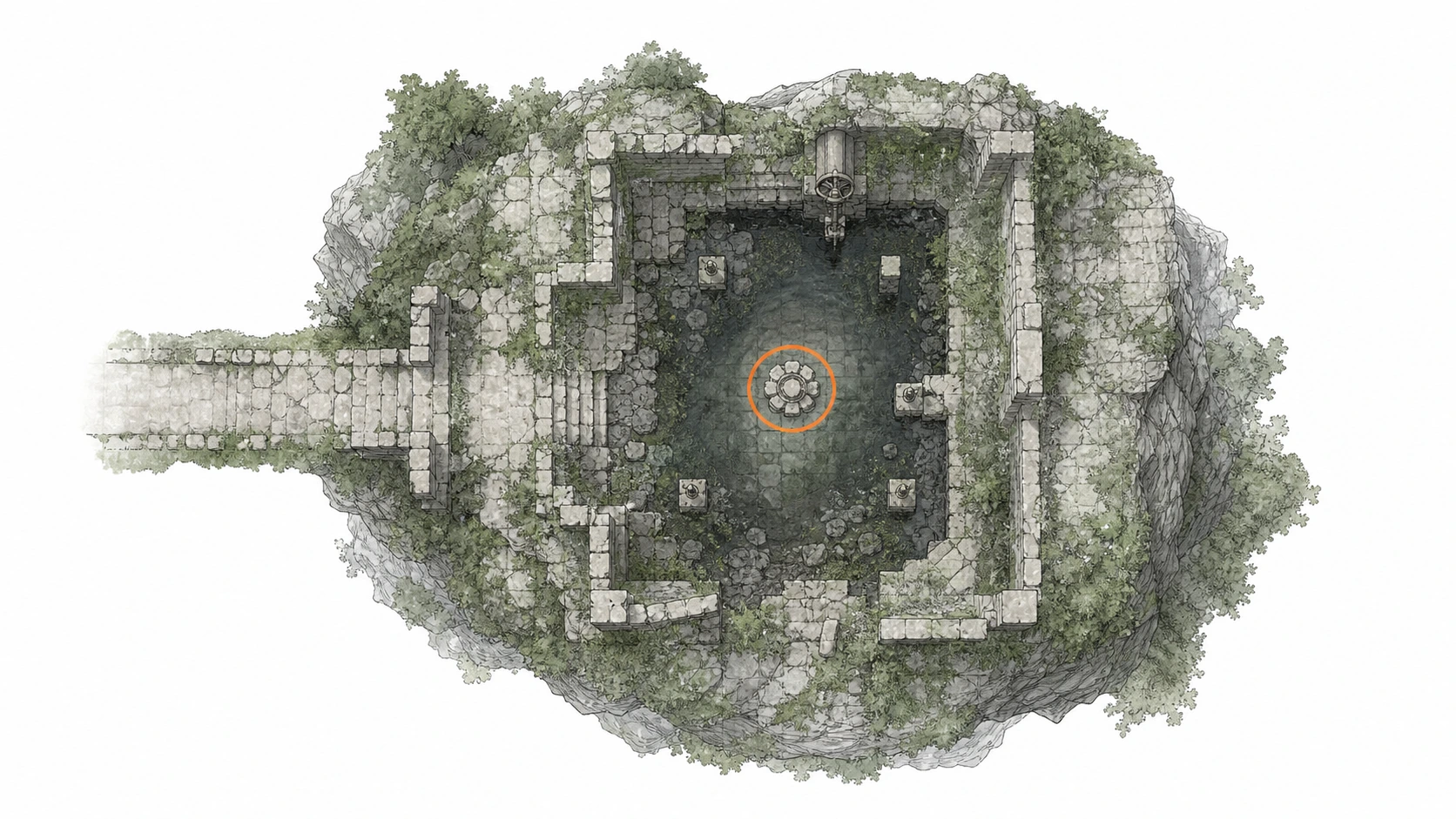 Location sketch for Ancient Ruin #8 — Wiggling Hill Ruins in Crimson Desert