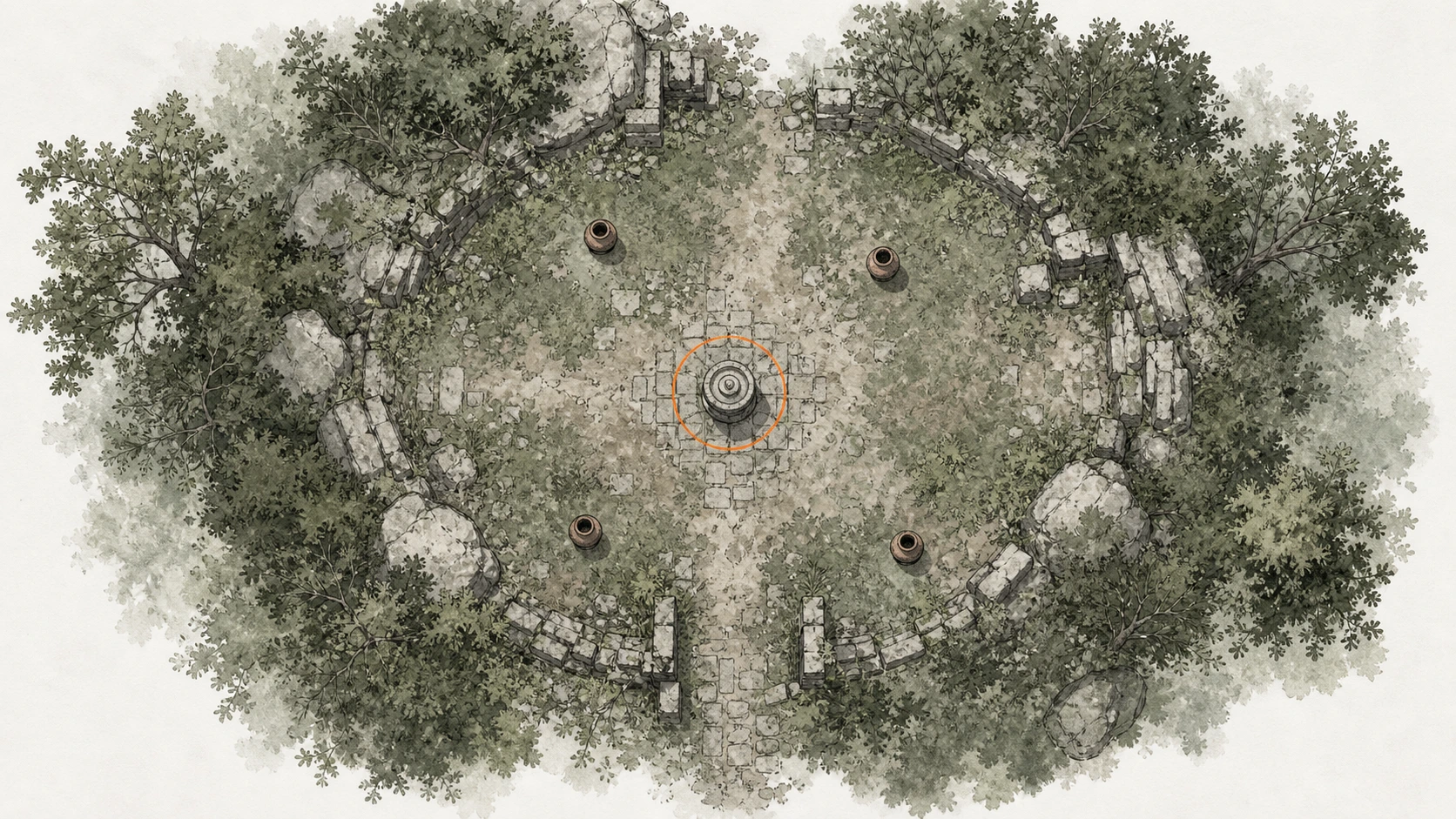 Location sketch for Ancient Ruin #20 — Kingshield Mountains Ruins in Crimson Desert