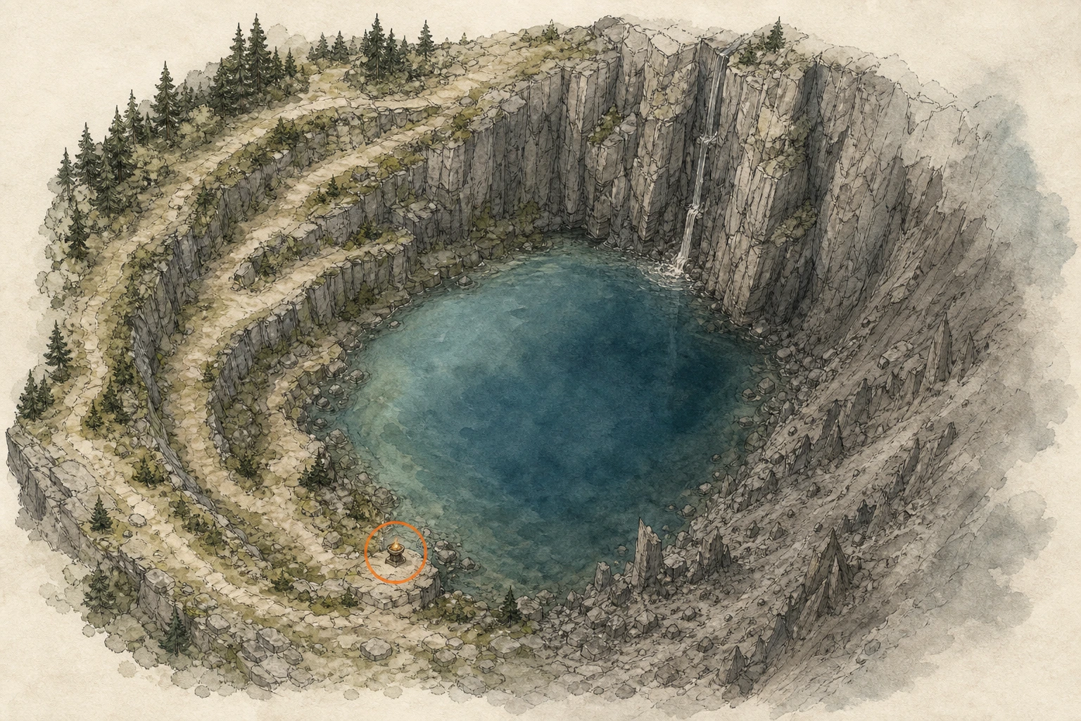Location sketch for Secret Place #3 — Breathless Lake in Crimson Desert