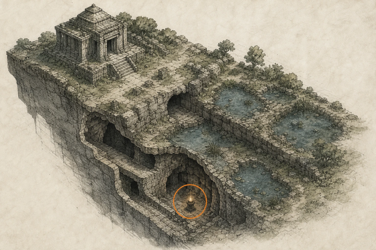 Location sketch for Secret Place #28 — Sanctuary of Reflection in Crimson Desert