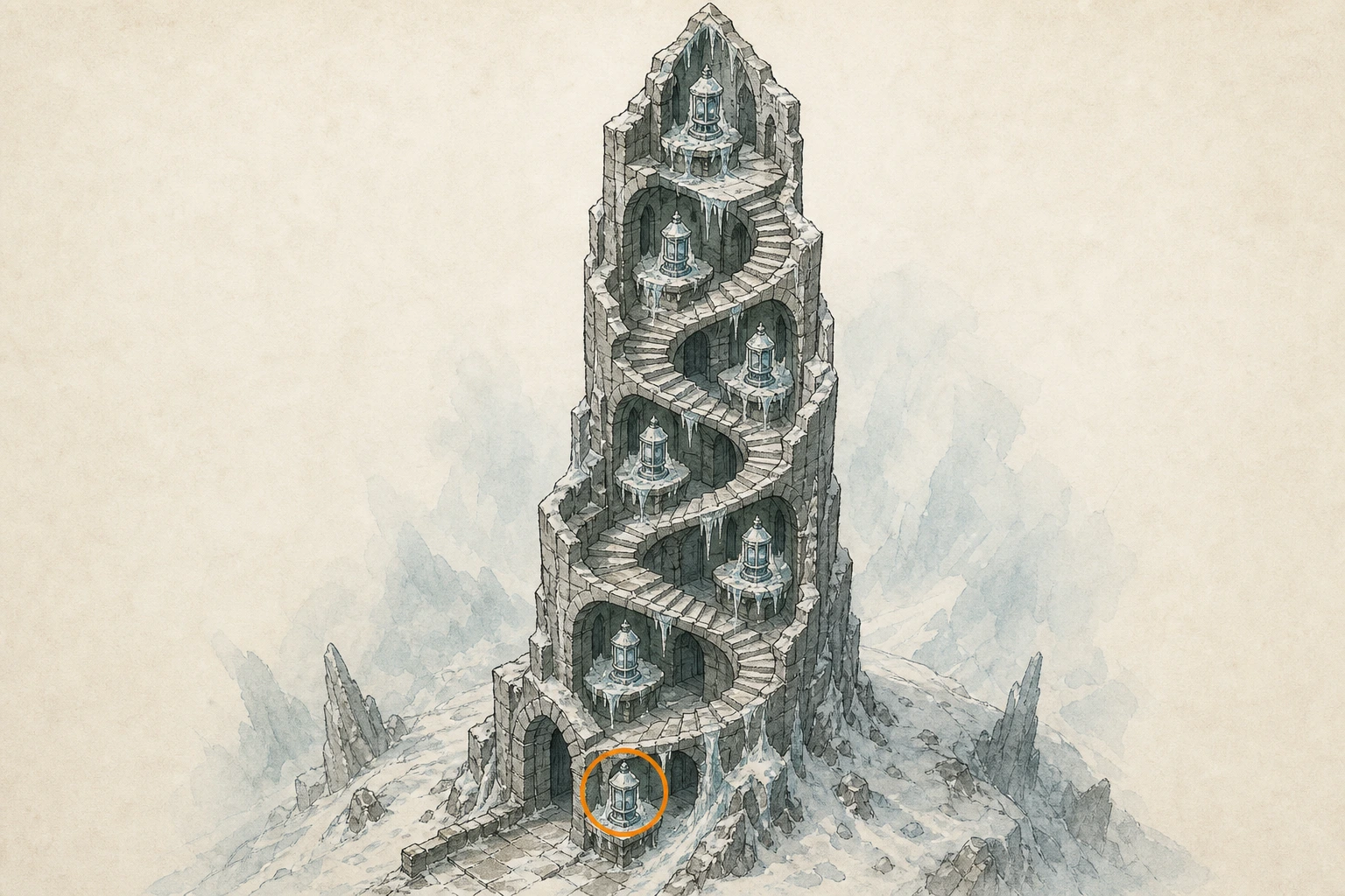 Location sketch for Spire #8 — Spire of Frost in Crimson Desert