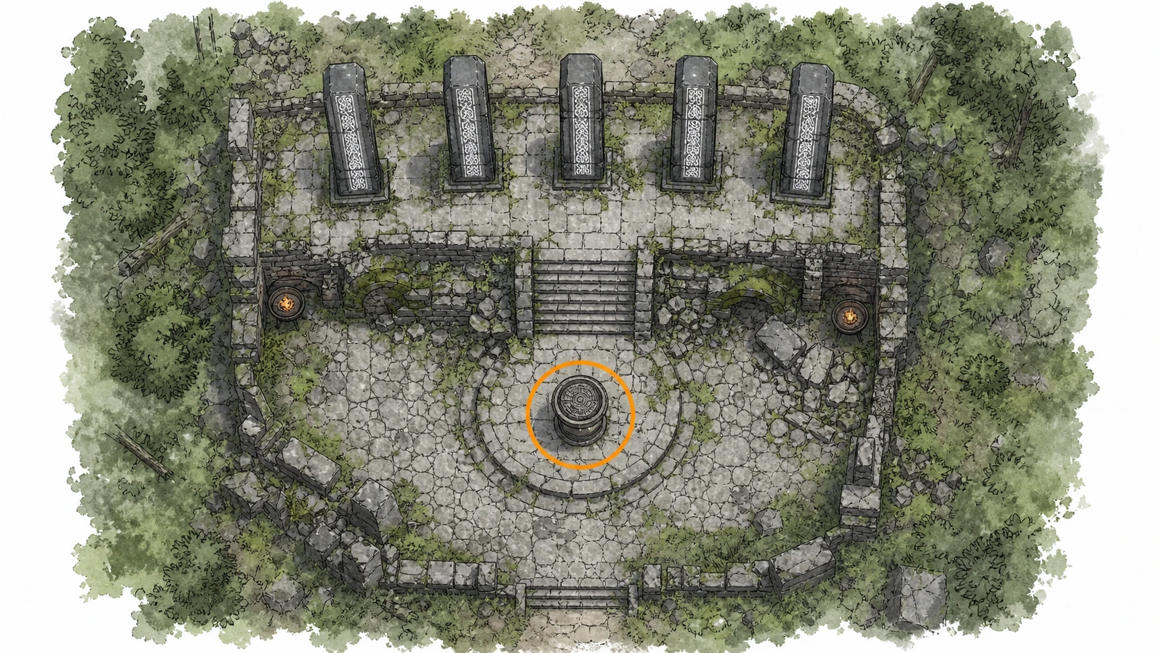 Location sketch for Ancient Ruin #4 — Duskwood Hill Ruins in Crimson Desert