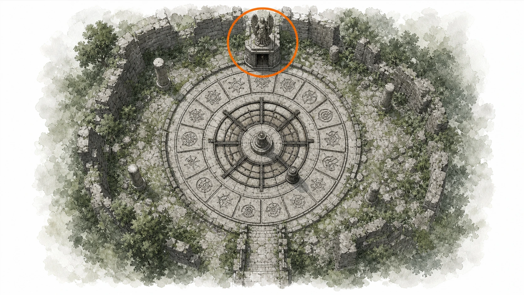 Location sketch for Ancient Ruin #28 — Halssius Conflux Ruins in Crimson Desert