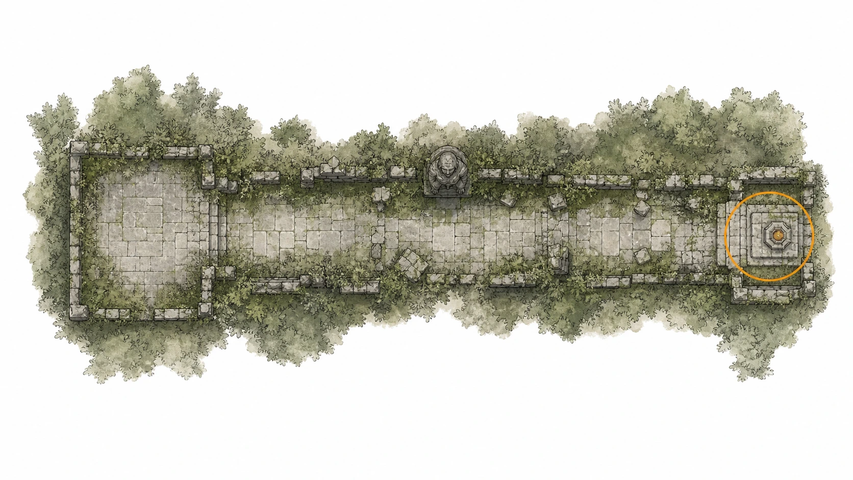 Location sketch for Ancient Ruin #30 — Drakesfall Gorge Ruins in Crimson Desert