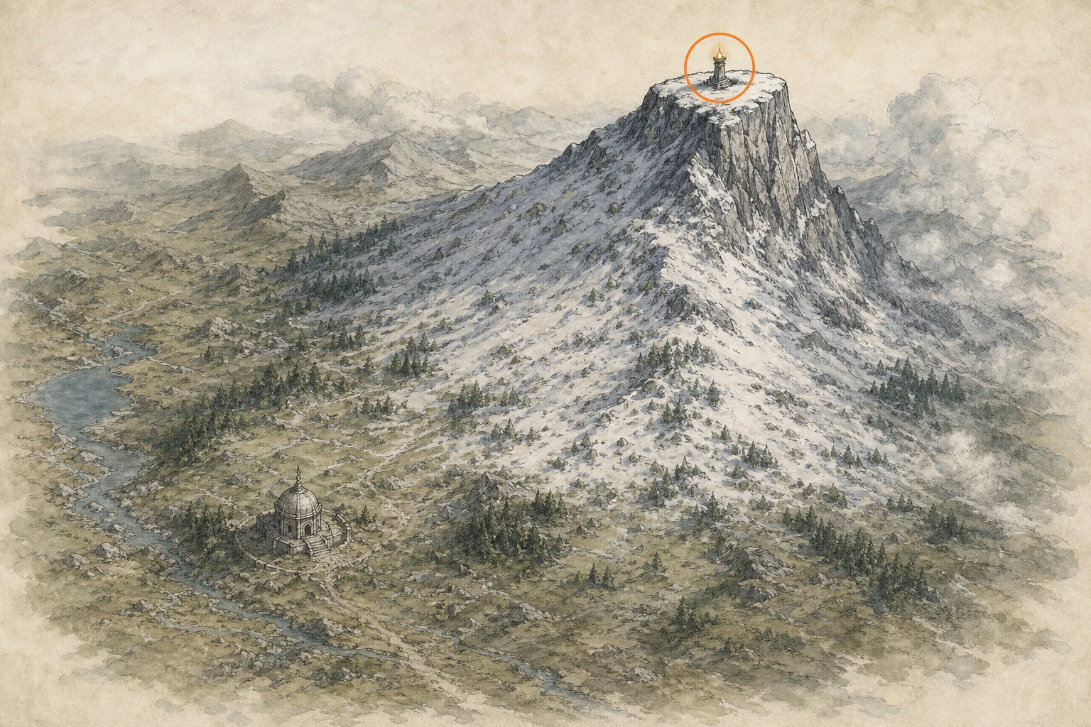 Location sketch for Secret Place #8 — Giant Hand of Everfrost in Crimson Desert