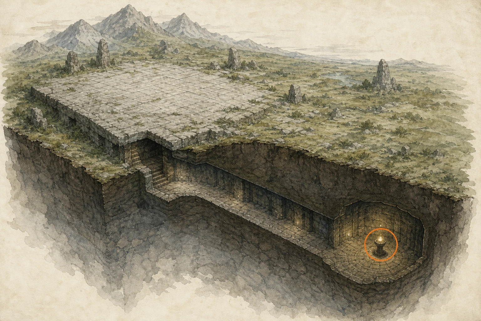 Location sketch for Secret Place #14 — Guide in the Darkness in Crimson Desert