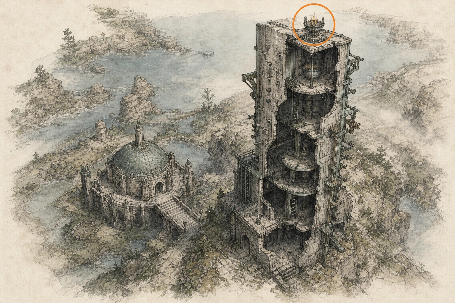Location sketch for Secret Place #15 — Where Sky Meets Earth in Crimson Desert