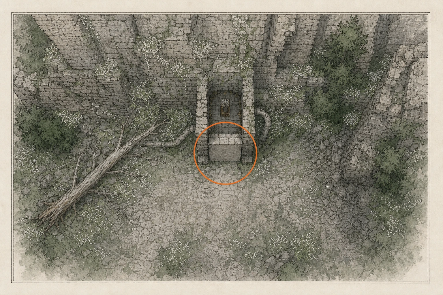 Location sketch for Ancient Ruin #10 — Black Wall Ruins in Crimson Desert