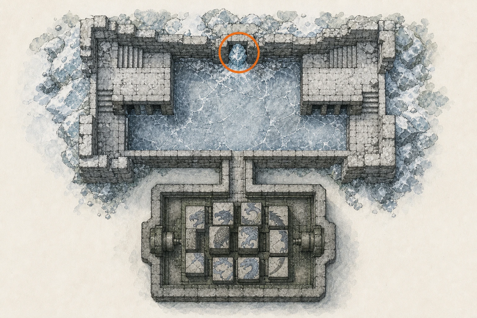 Location sketch for Ancient Ruin #16 — Five-Finger Mountain Icy Ruins in Crimson Desert