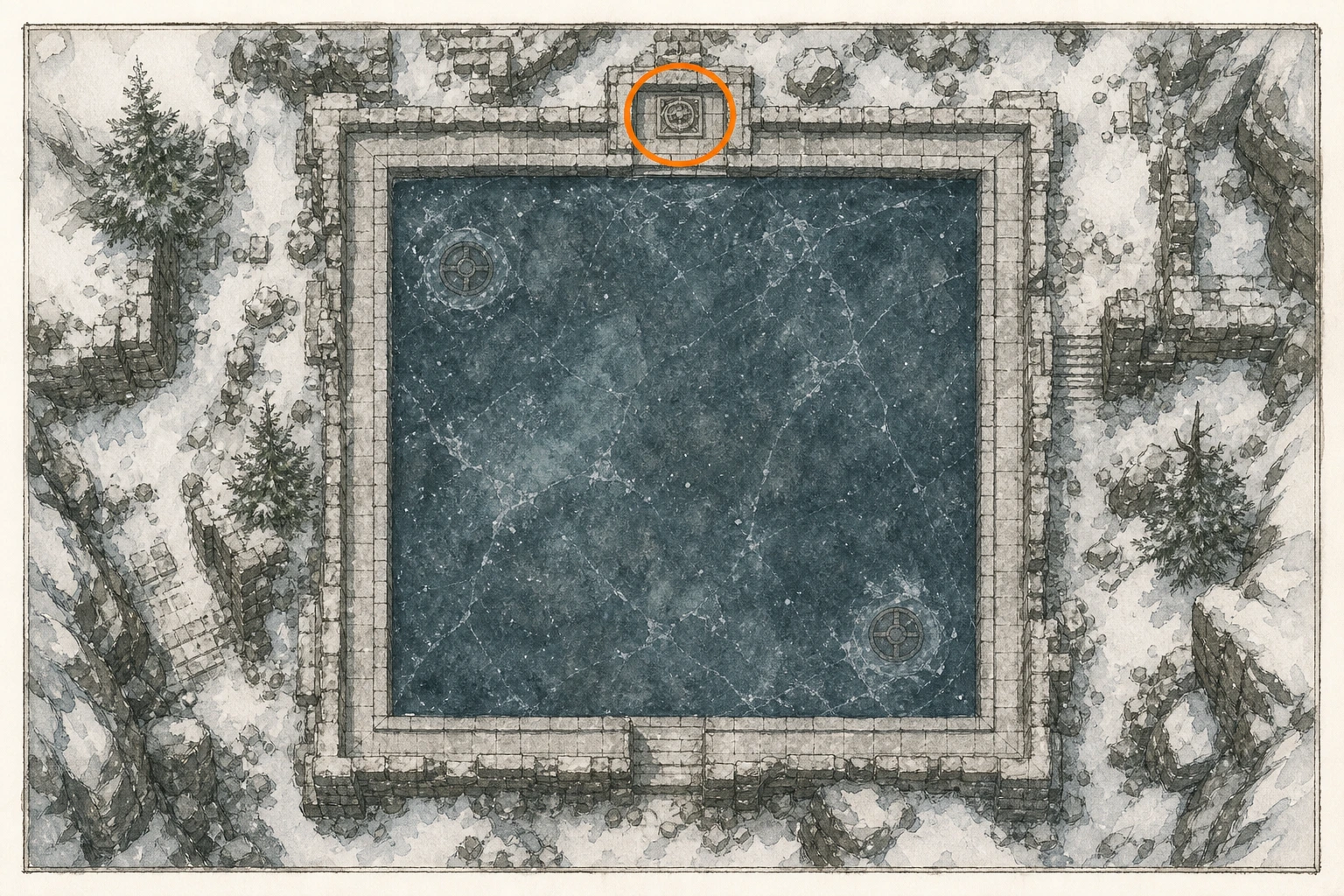 Location sketch for Ancient Ruin #26 — Silver Wolf Mountain Ruins in Crimson Desert