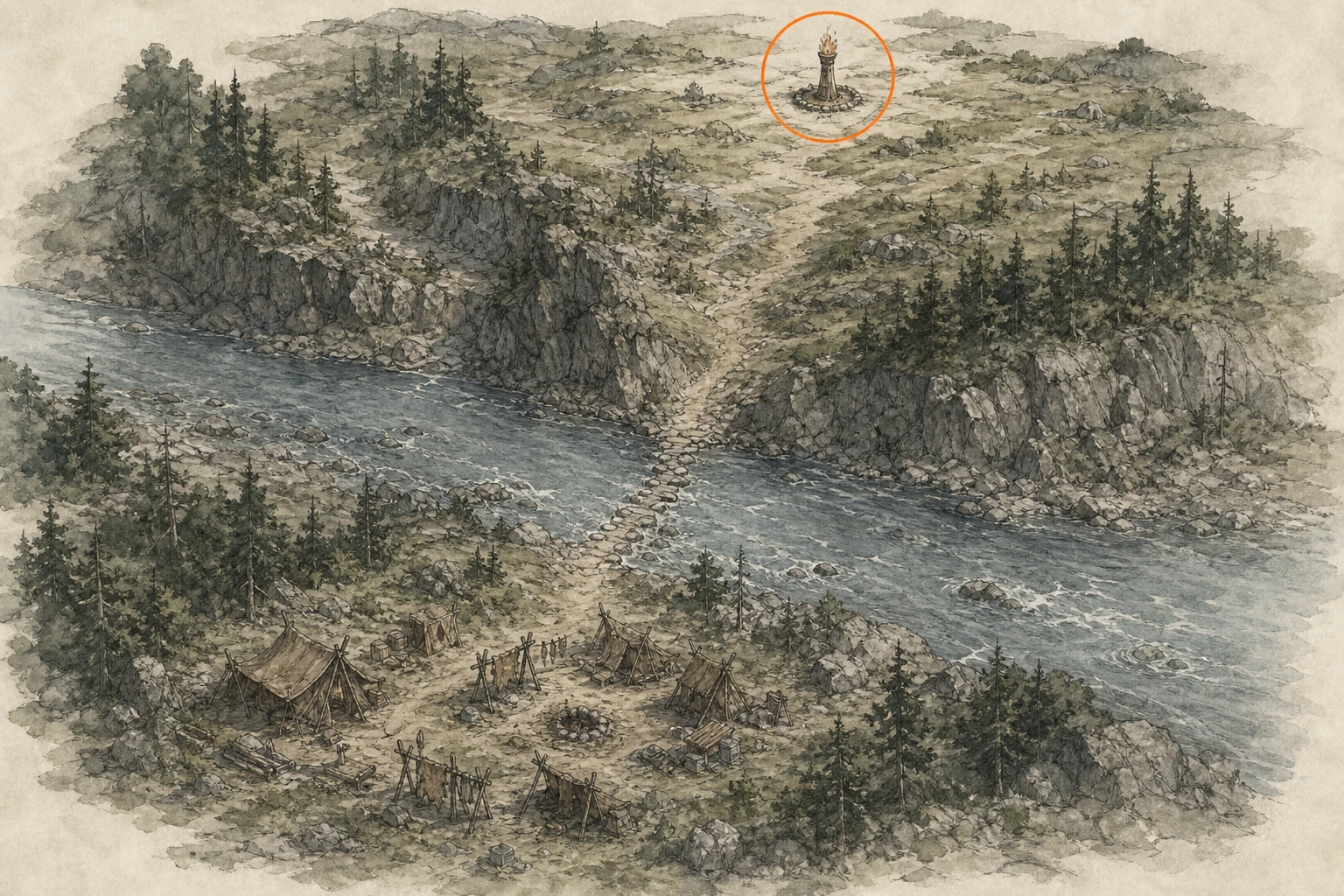 Location sketch for Secret Place #53 — Where the Stars Linger in Crimson Desert