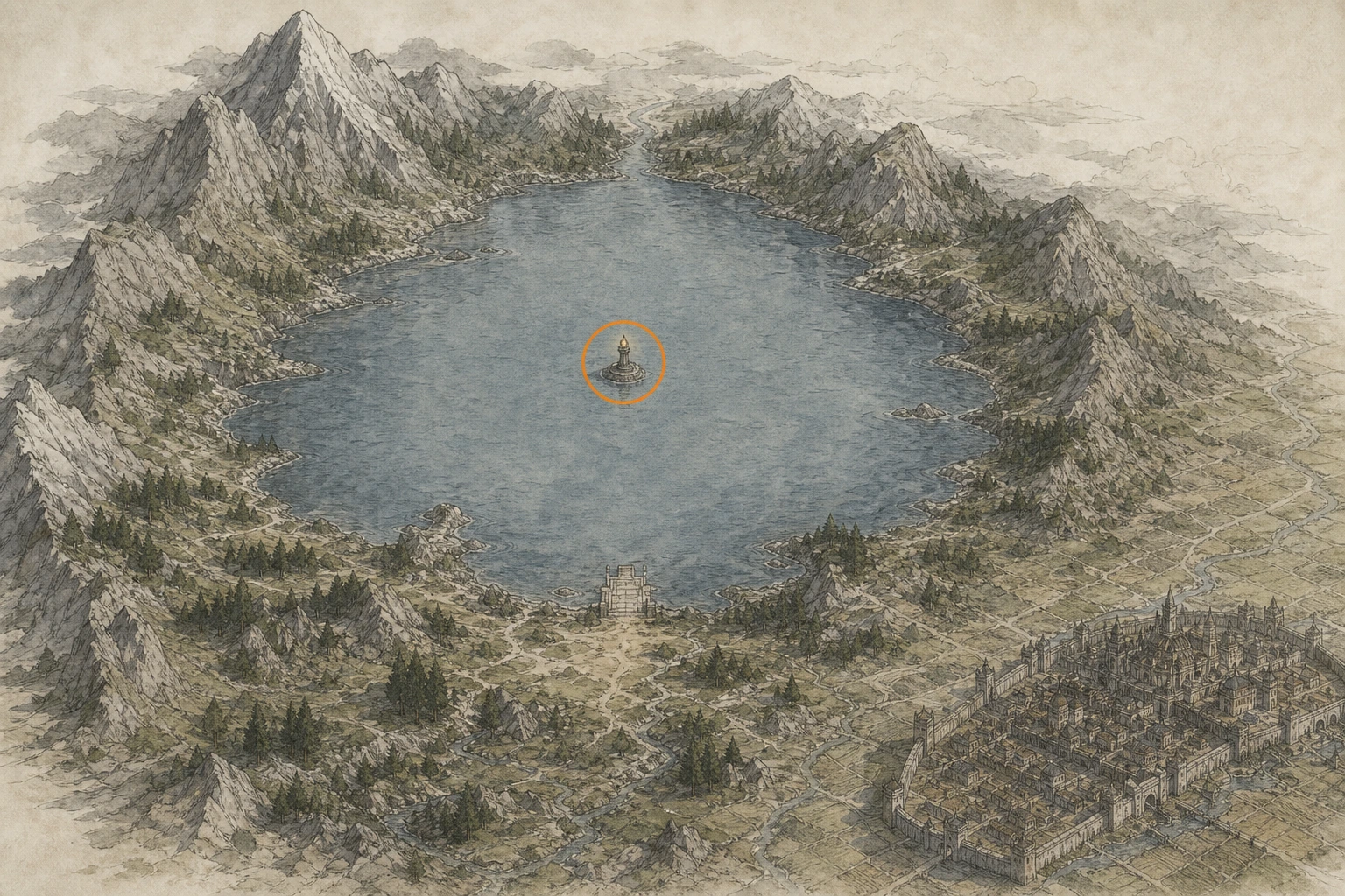 Location sketch for Secret Place #55 — Silverwolf Lake in Crimson Desert