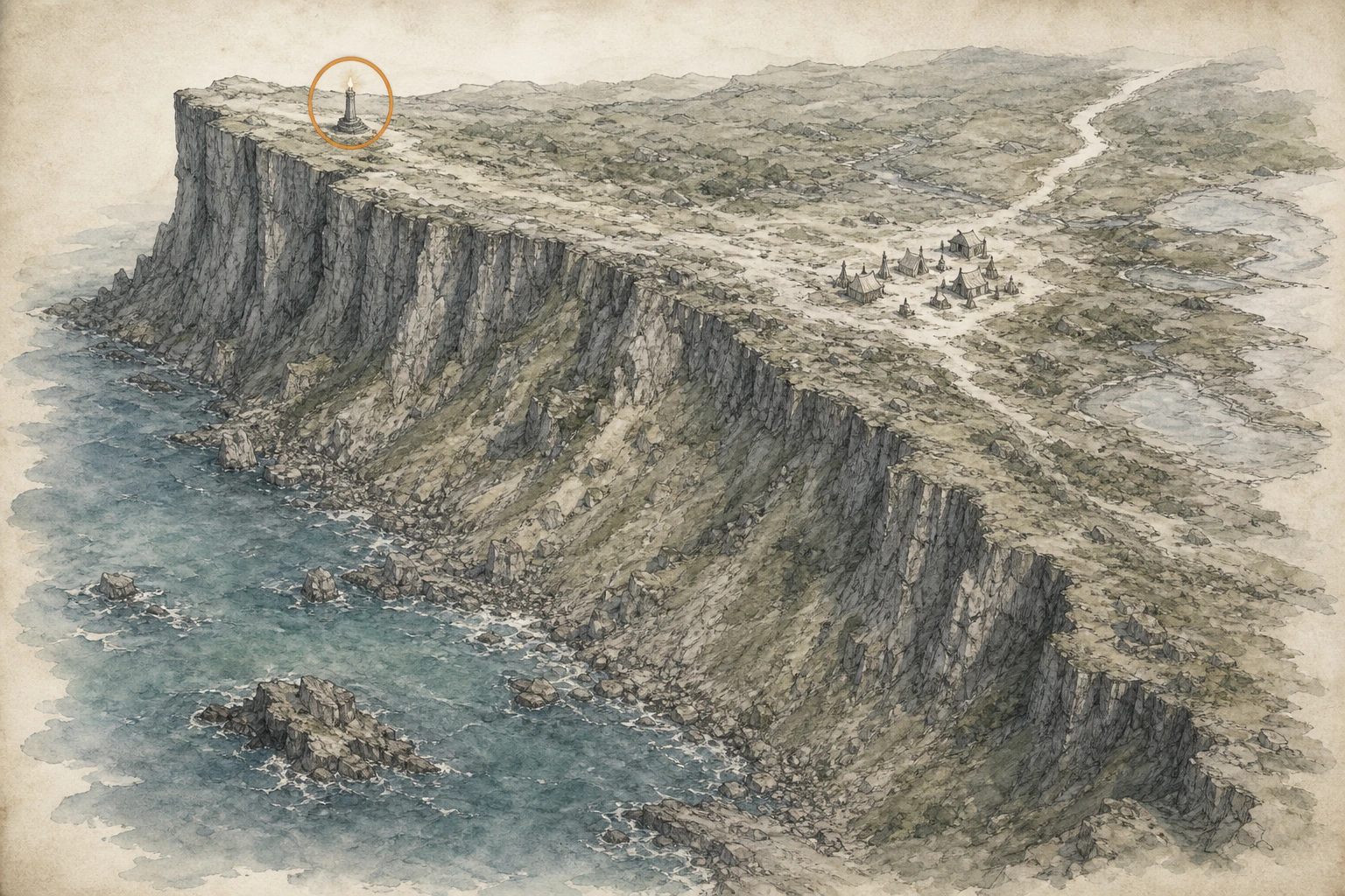 Location sketch for Secret Place #36 — Forgotten Cliff in Crimson Desert