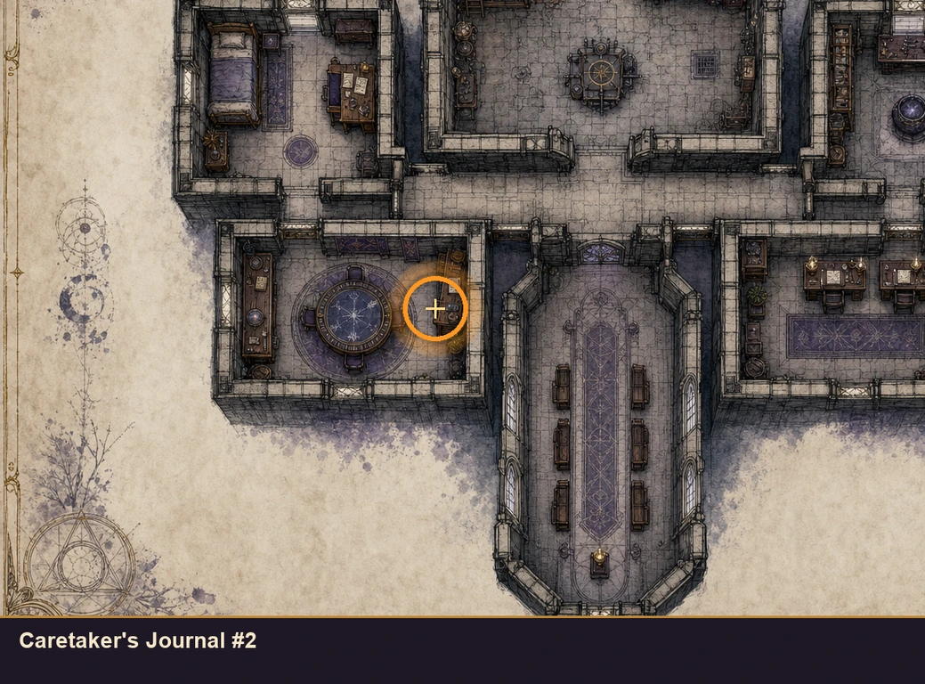 Location sketch for Caretaker's Journal #2 in Marvel's Midnight Suns