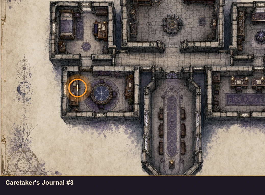 Location sketch for Caretaker's Journal #3 in Marvel's Midnight Suns