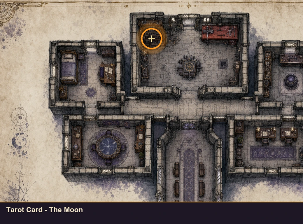 Location sketch for Tarot Card - The Moon in Marvel's Midnight Suns