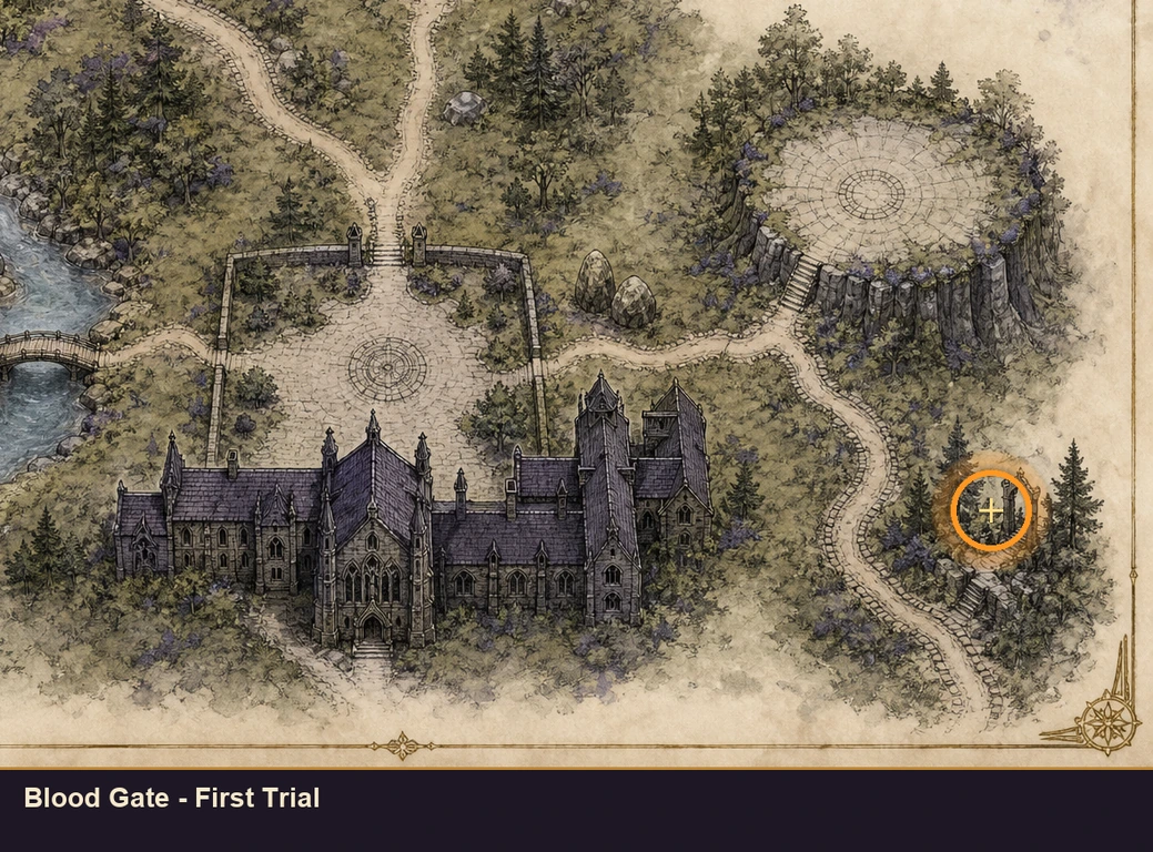 Location sketch for Blood Gate - First Trial in Marvel's Midnight Suns