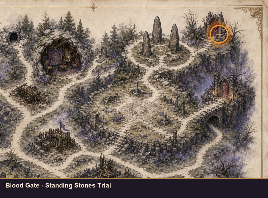 Location sketch for Blood Gate - Standing Stones Trial in Marvel's Midnight Suns