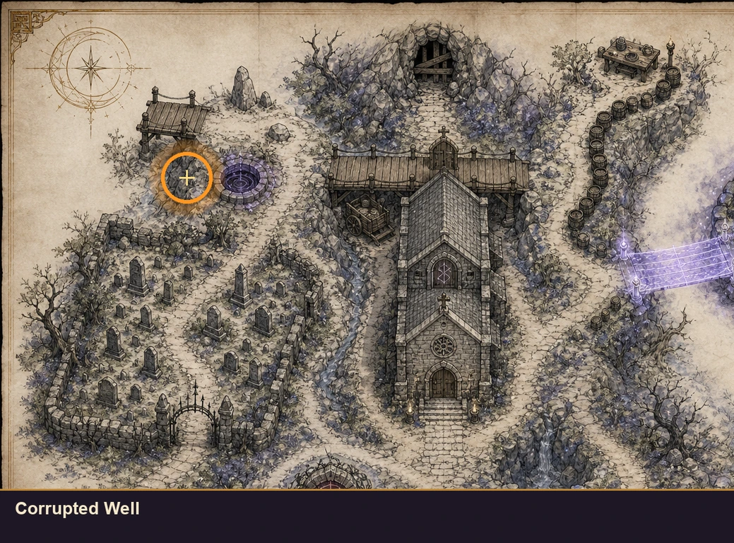 Location sketch for Corrupted Well in Marvel's Midnight Suns