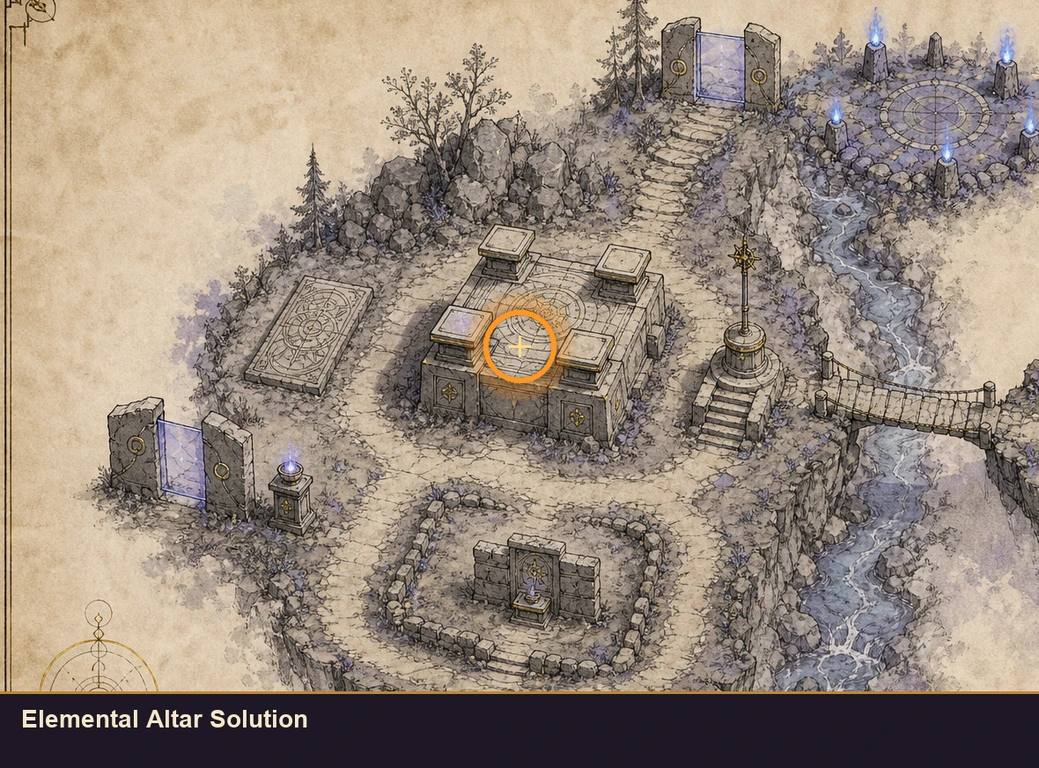 Location sketch for Elemental Altar Solution in Marvel's Midnight Suns